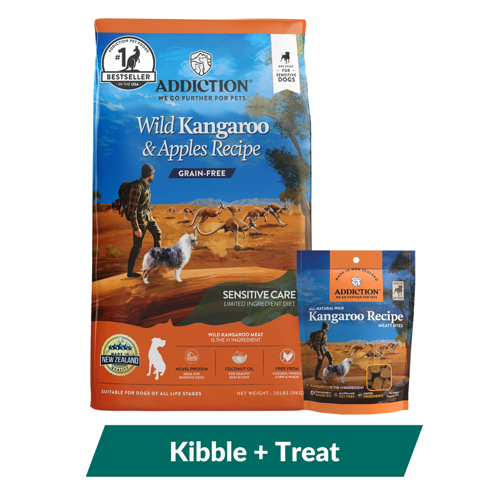Addiction Wild Kangaroo Dry Dog Food & Meaty Bites Dog Treats Bundle