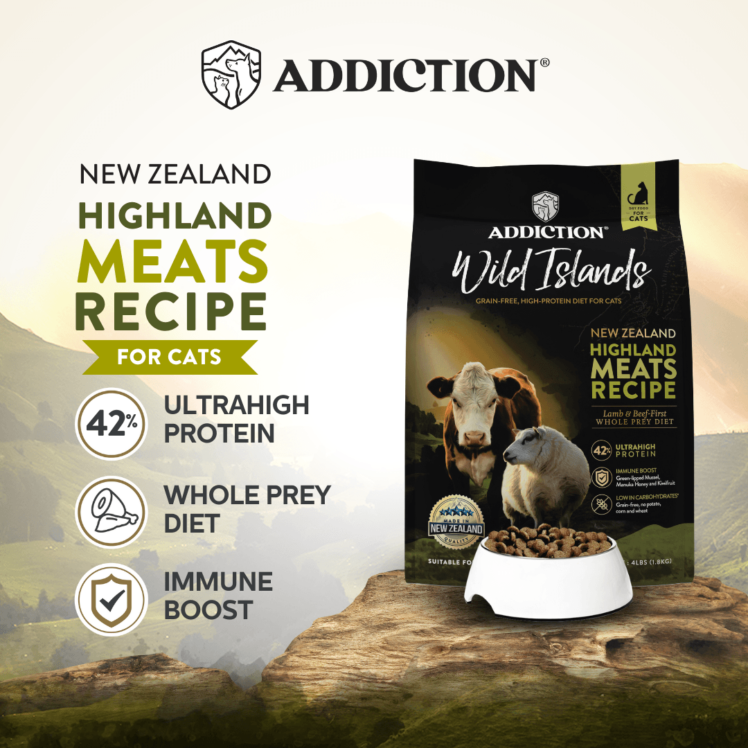 Addiction Wild Islands Highland Meats Grass-Fed Beef & Lamb Recipe Dry Cat Food
