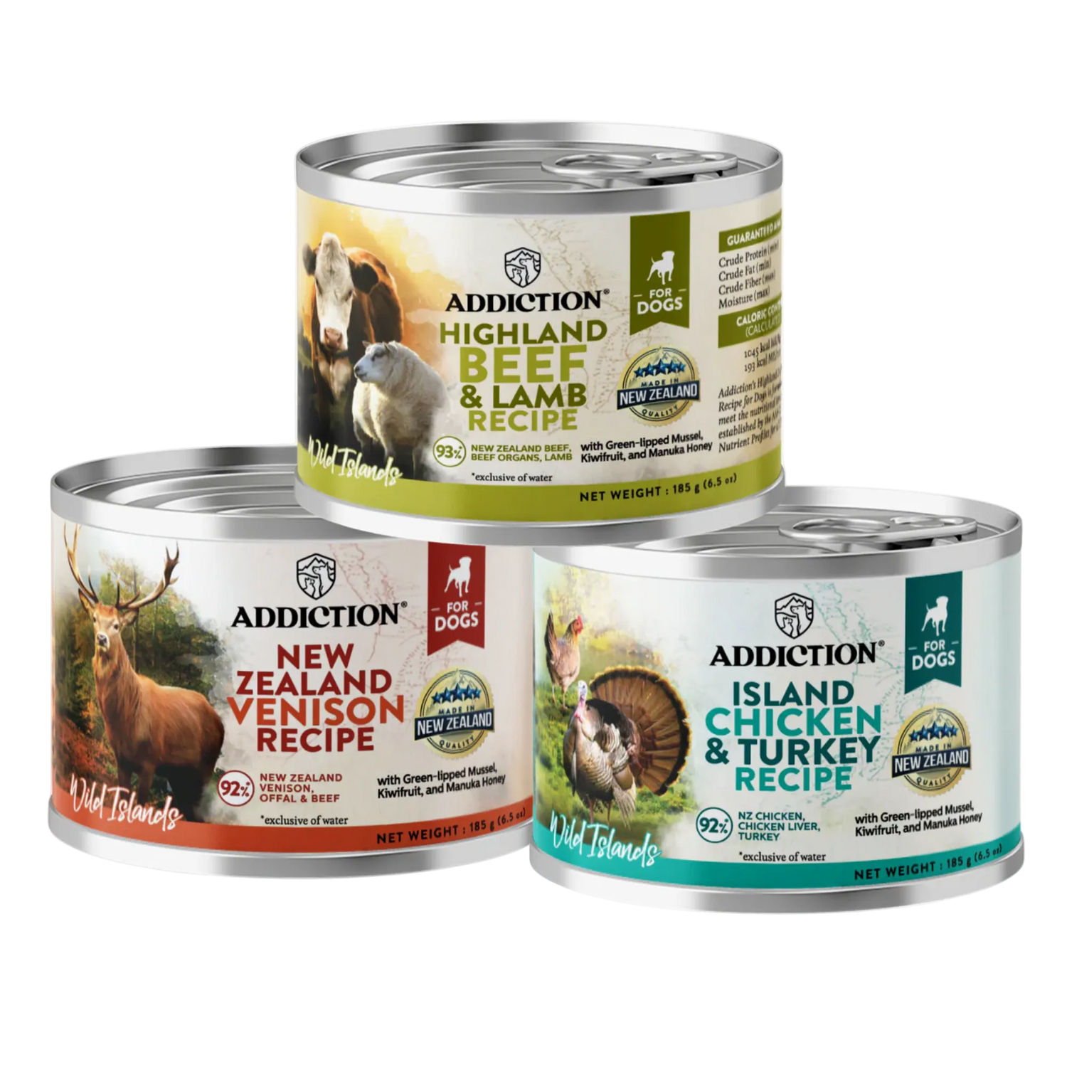 Wild Islands Canned Dog Food Mix Flavor Bundle 185g