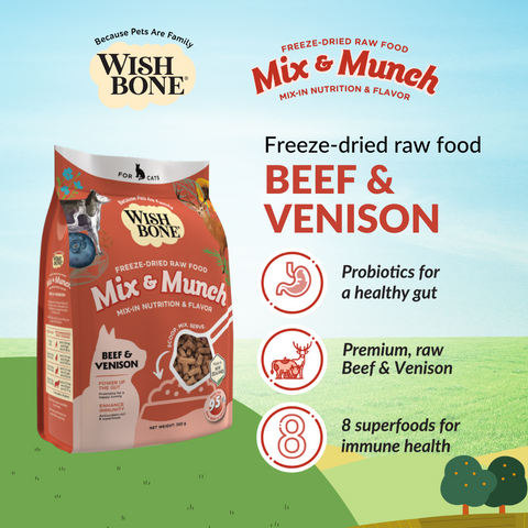 Wishbone Beef & Venison Freeze-Dried Raw Topper for Cats - 350g
