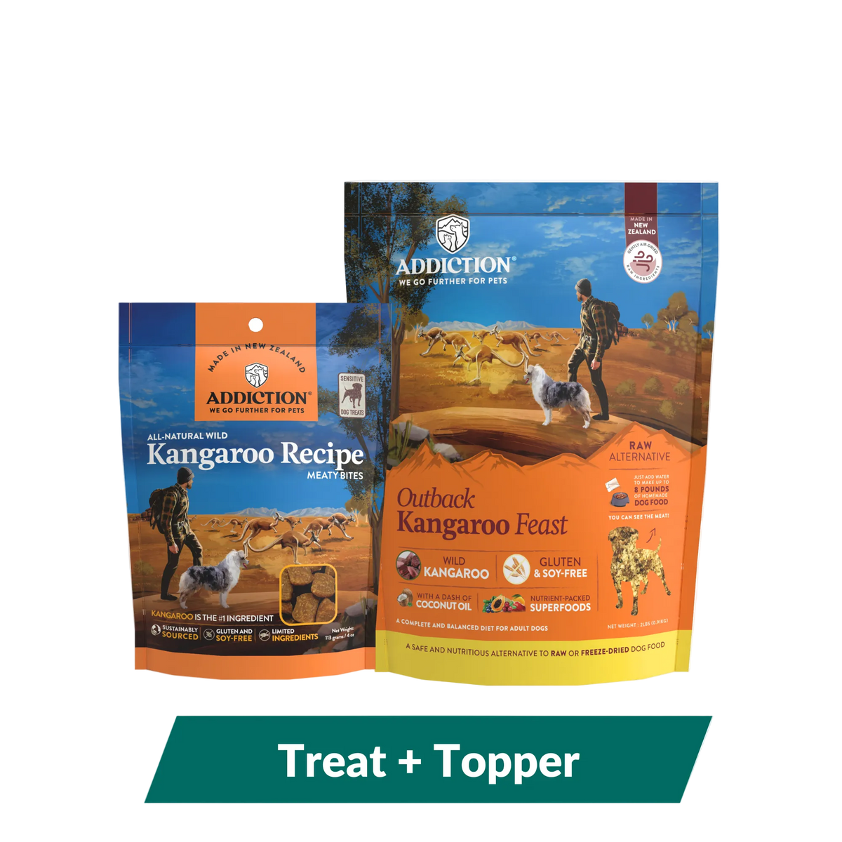 Addiction Kangaroo Air-Dried Dog Food & Treats Duo - Addiction Pet Foods USA