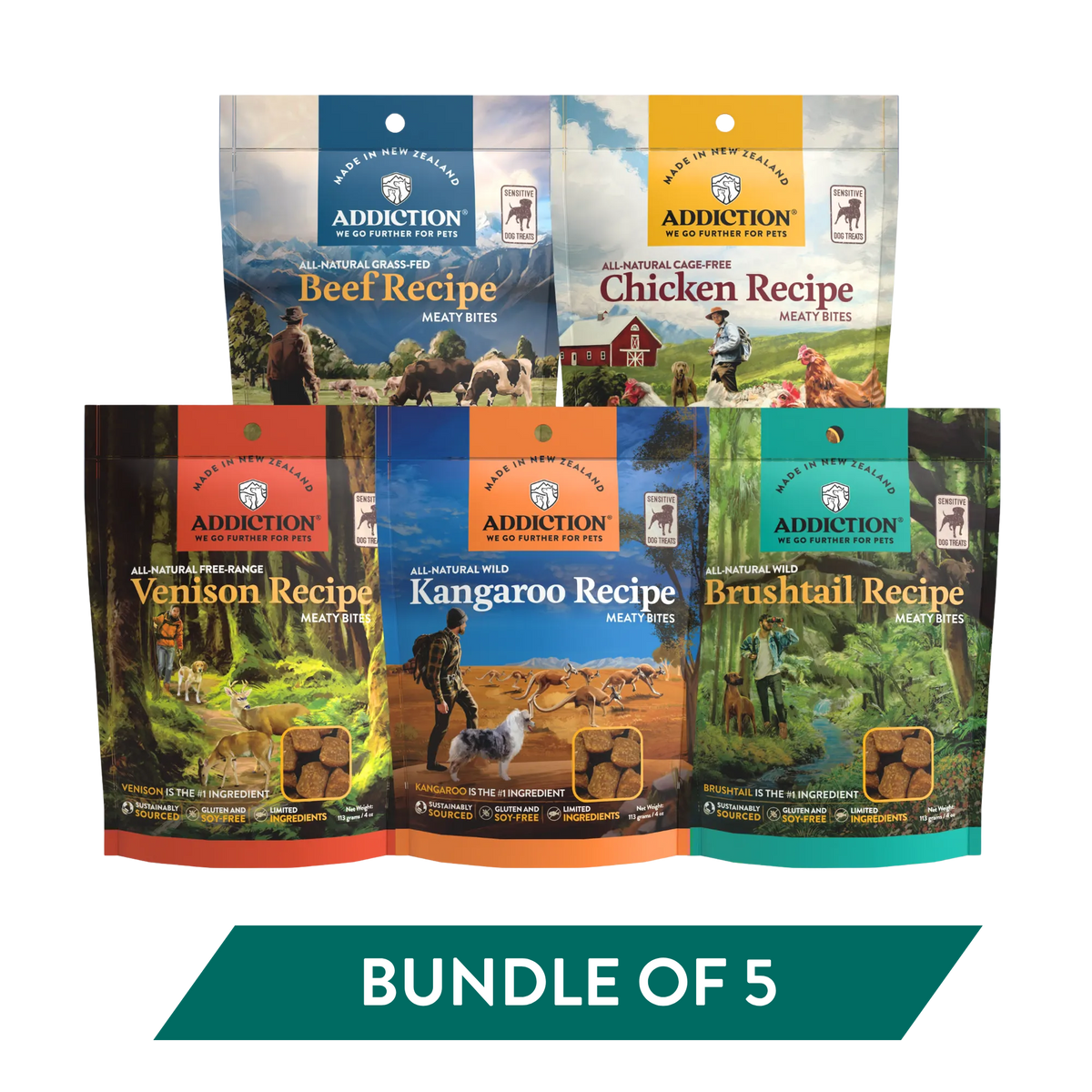 Addiction Meaty Bites Dog Treats Variety Bundle - Addiction Pet Foods USA