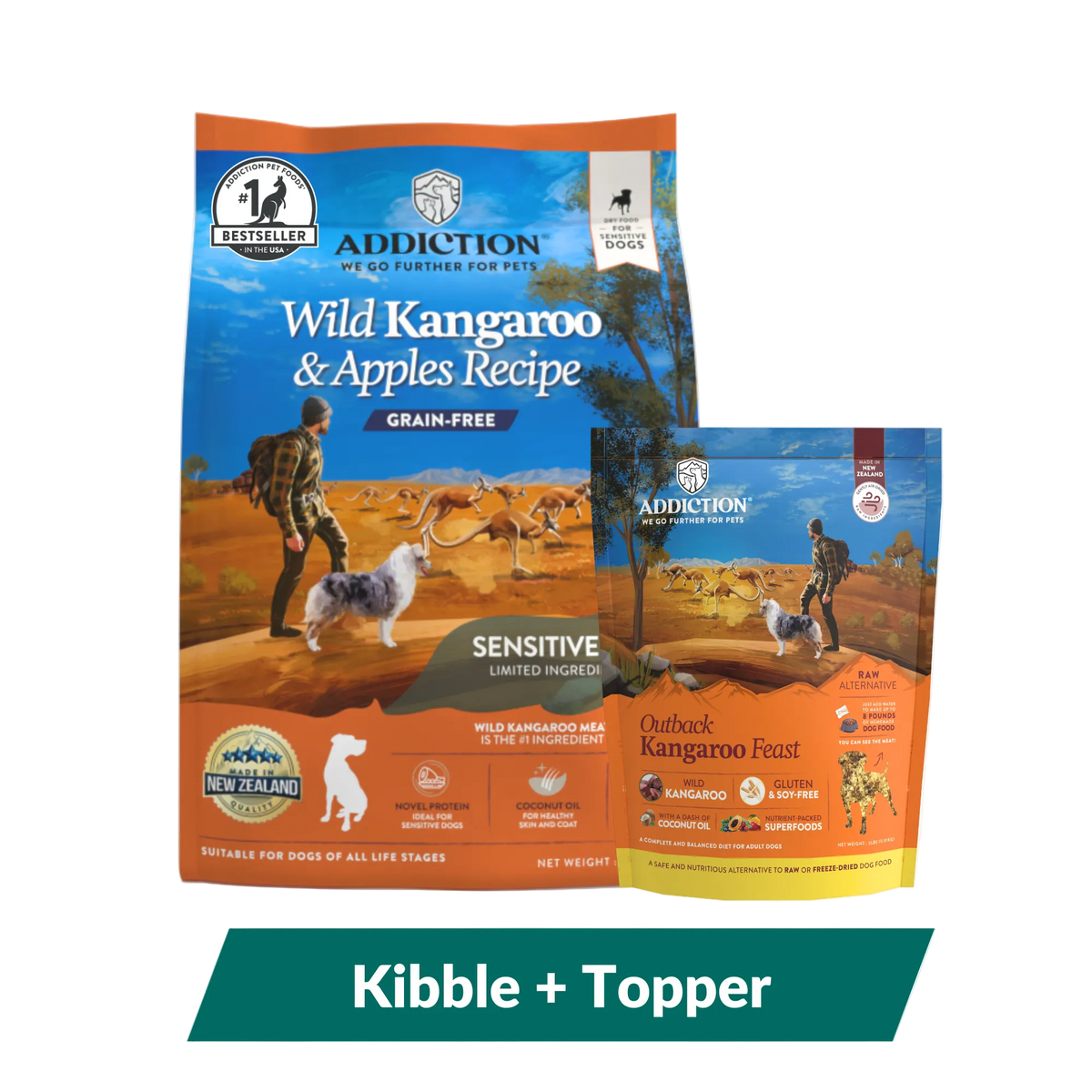 Addiction Outback Kangaroo Feast & Wild Kangaroo & Apples Dry Dog Food Bundle - Addiction Pet Foods USA
