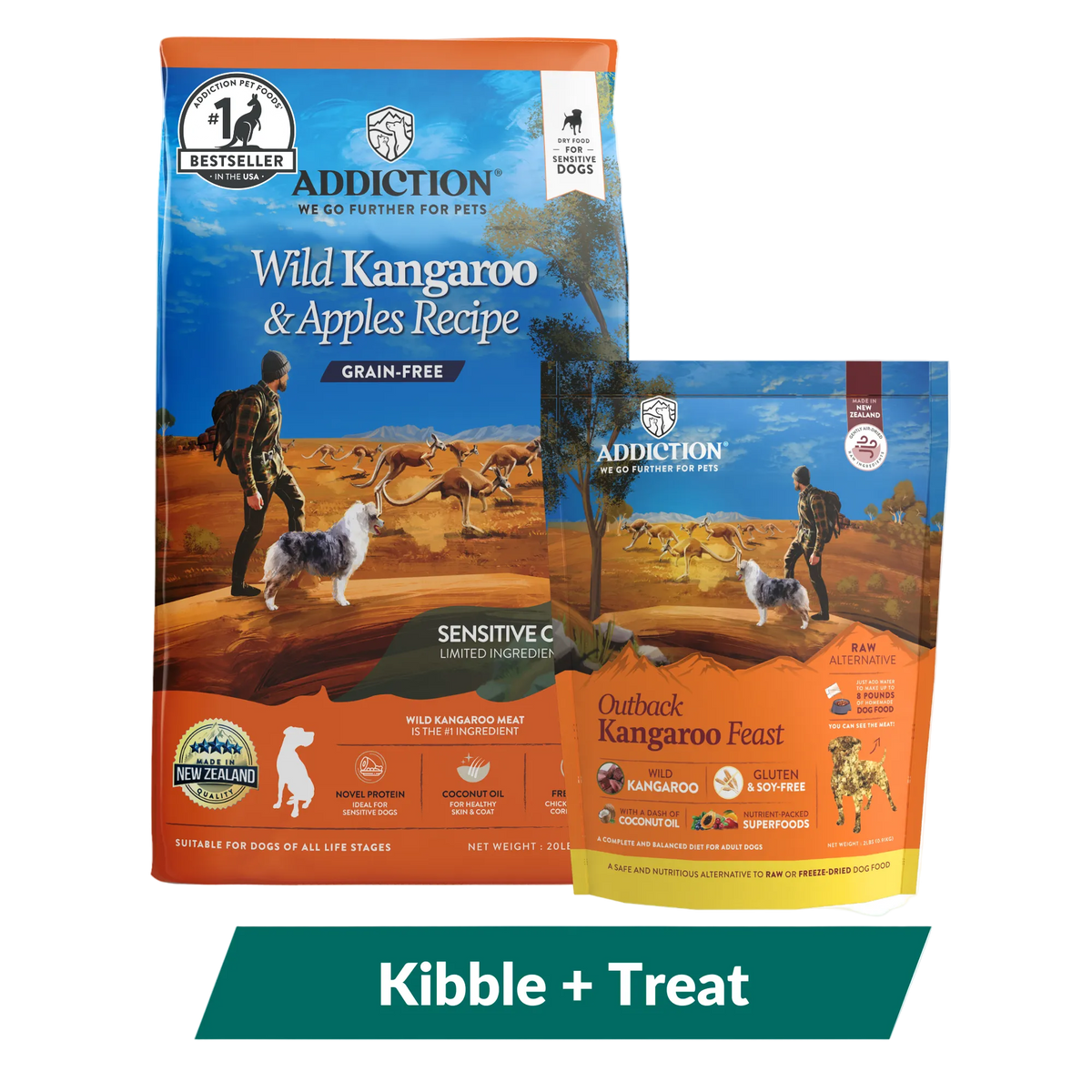 Addiction Outback Kangaroo Feast & Wild Kangaroo & Apples Dry Dog Food Bundle - Addiction Pet Foods USA