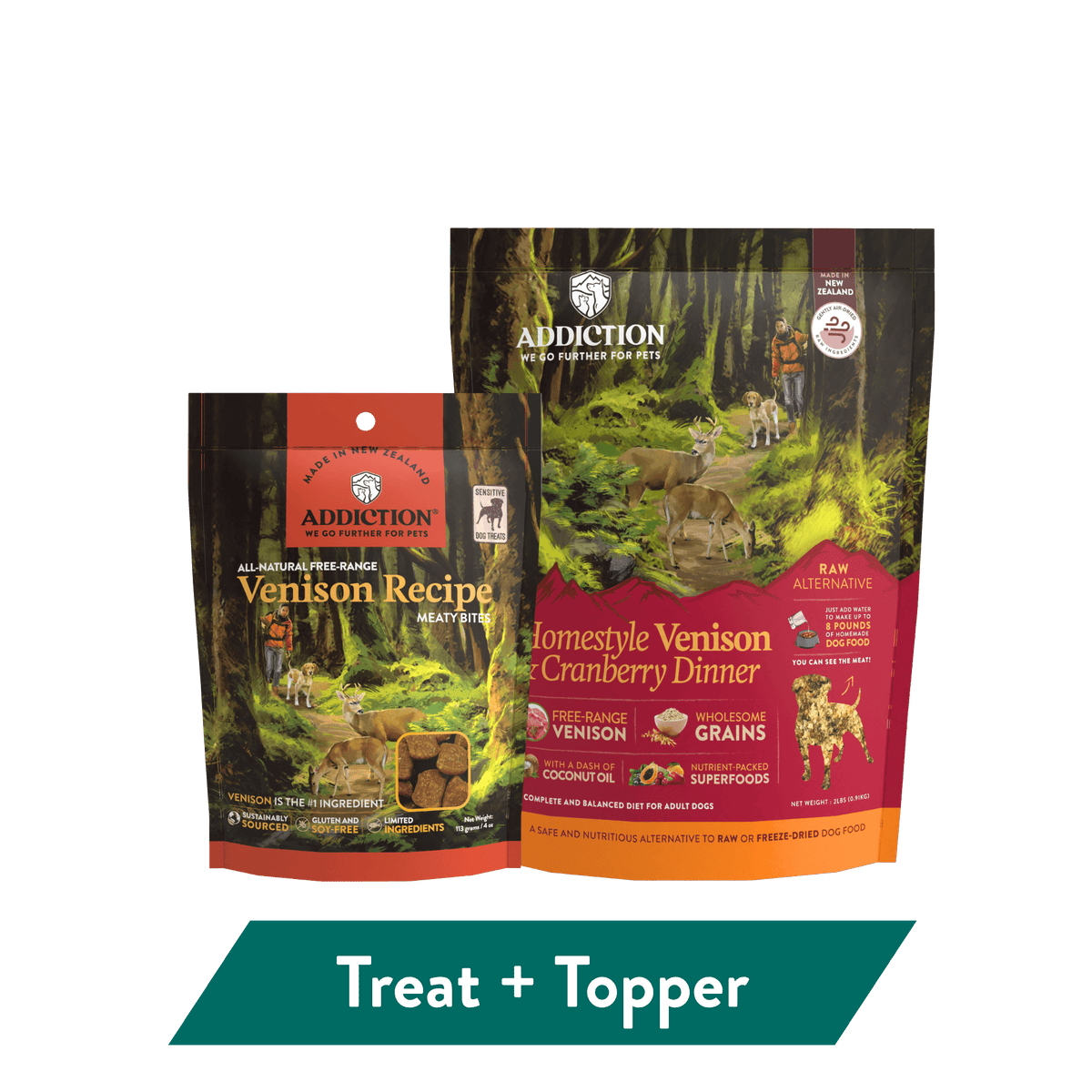 Addiction Venison Air-Dried Dog Food & Treats Duo - Addiction Pet Foods USA
