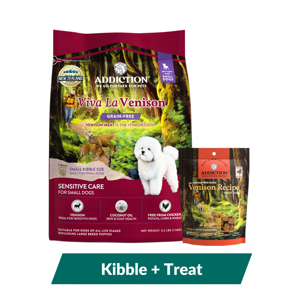 Addiction Viva La Venison Small Breed Dog Food & Meaty Bites Treats Bundle - Addiction Pet Foods USA