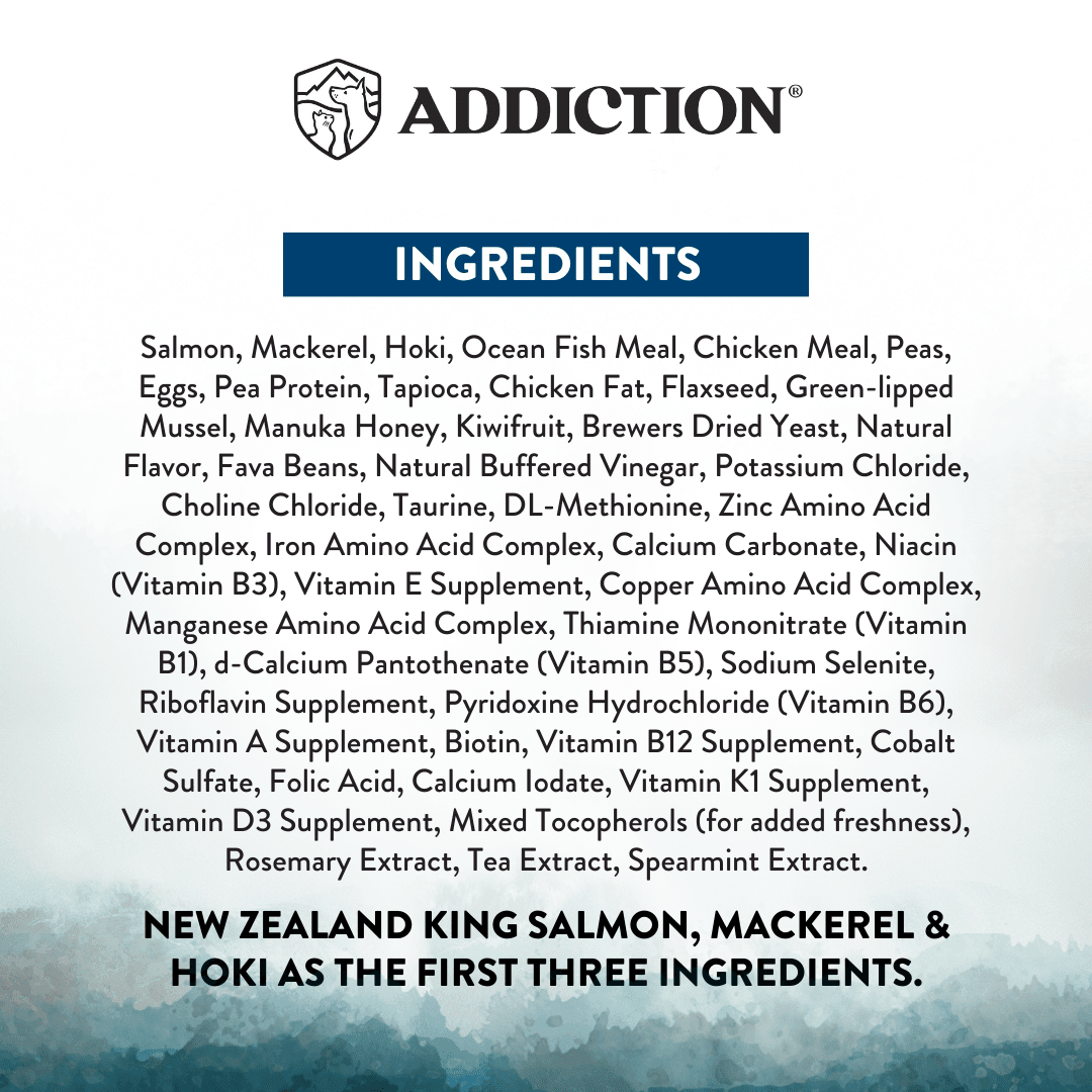 Addiction Wild Islands Pacific Catch Premium King Salmon Mackerel & Hoki Dry Cat Food - Addiction Pet Foods USA