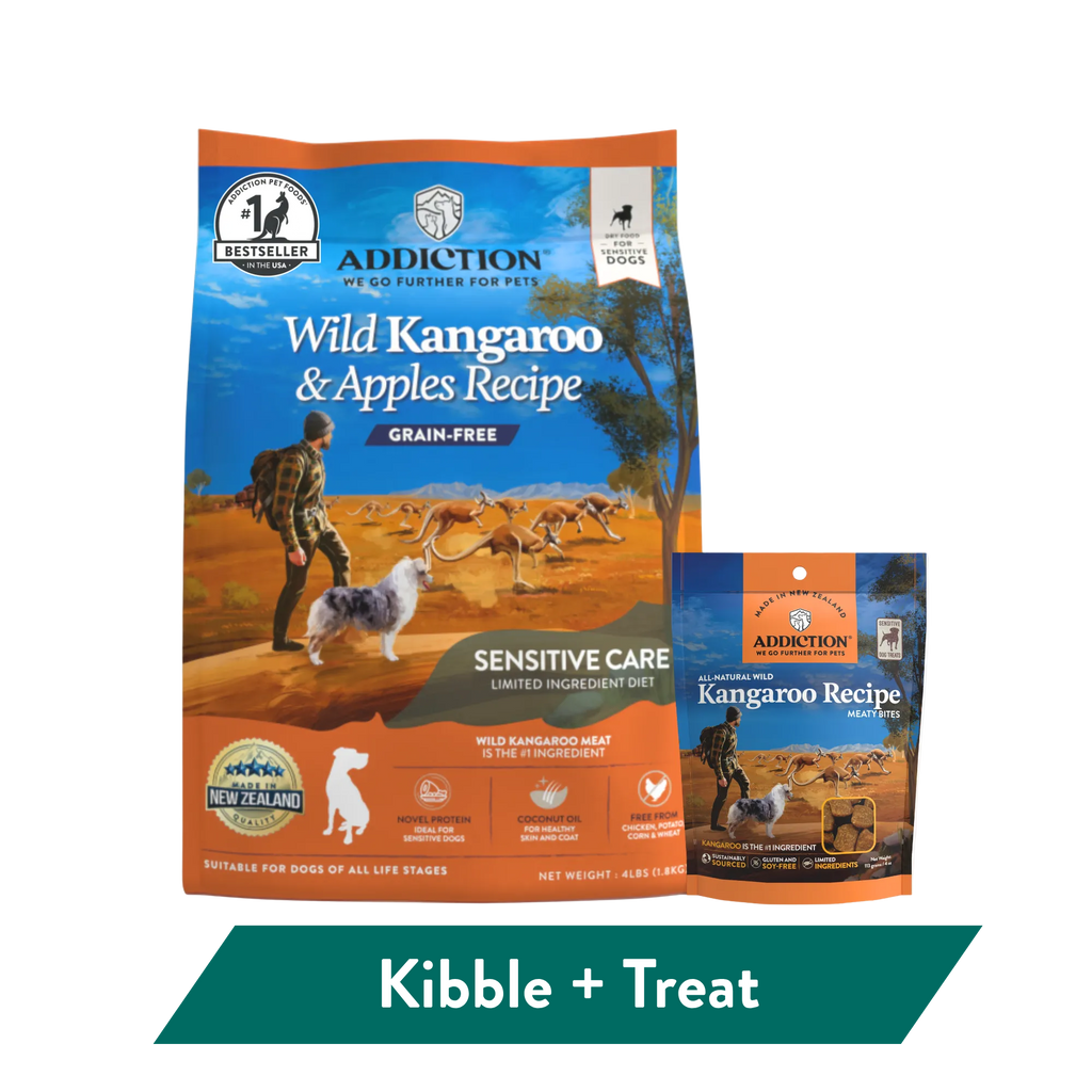 Addiction Wild Kangaroo Dry Dog Food & Meaty Bites Dog Treats Bundle - Addiction Pet Foods USA