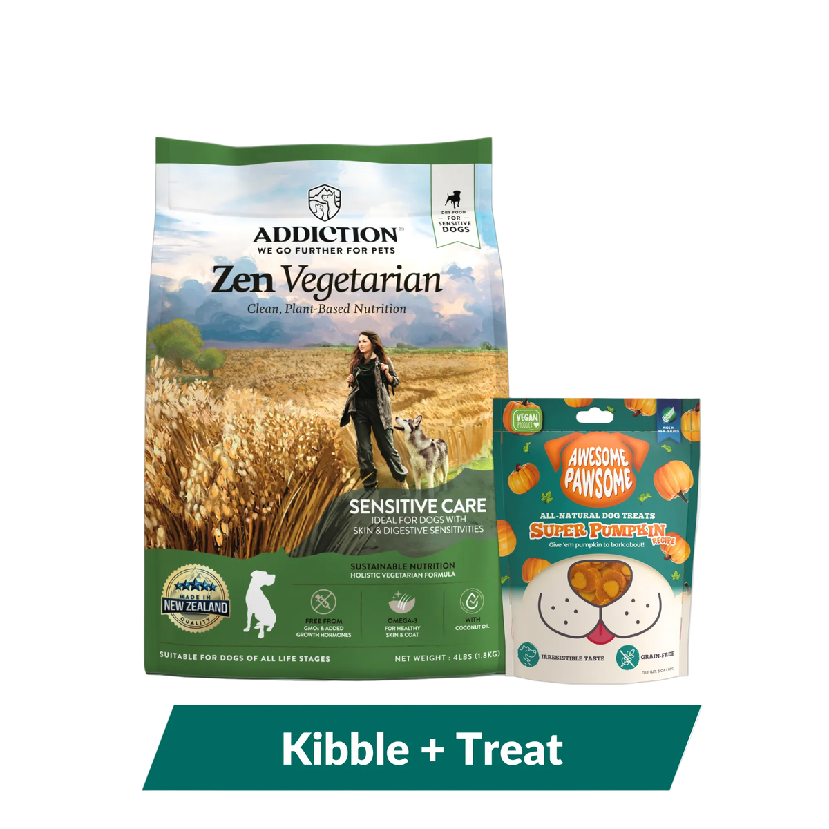 Addiction Zen Vegetarian Dog Food & Vegan Treats Bundle - Addiction Pet Foods USA