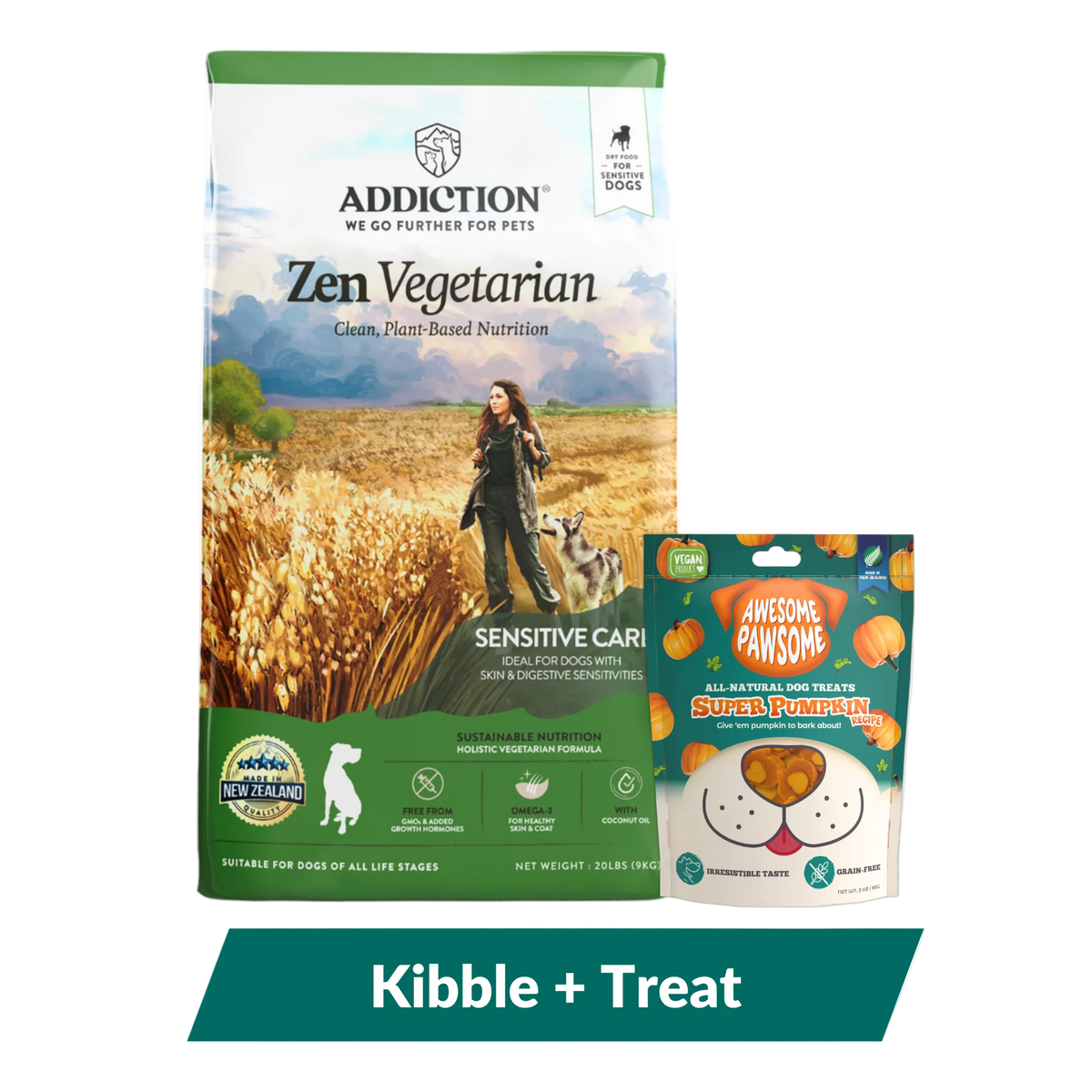 Addiction Zen Vegetarian Dog Food & Vegan Treats Bundle - Addiction Pet Foods USA