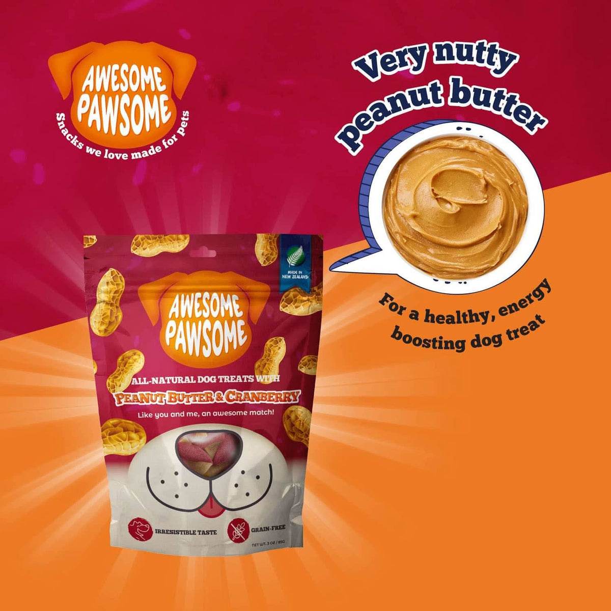 Awesome Pawsome Peanut Butter & Cranberry - Addiction Pet Foods USA
