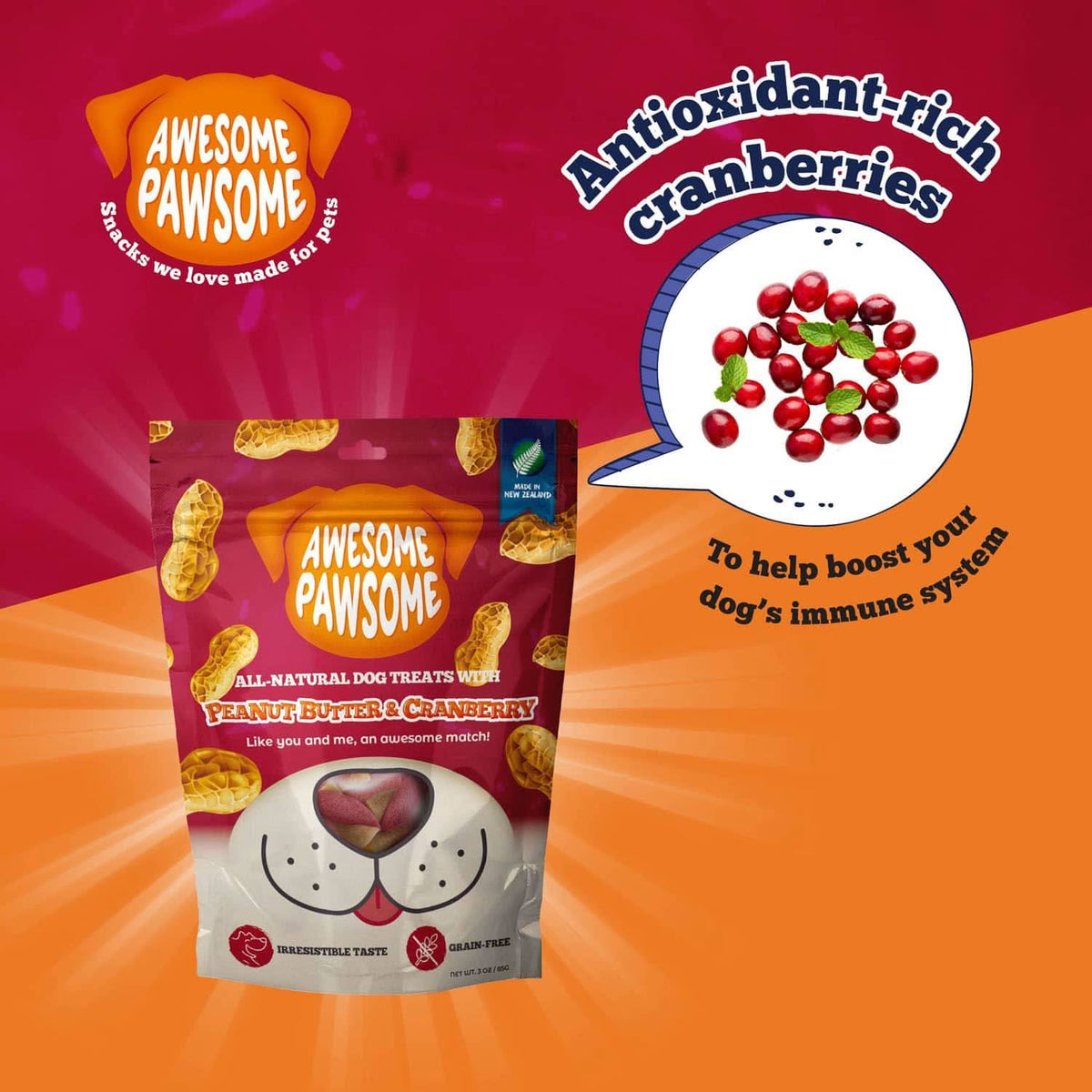 Awesome Pawsome Peanut Butter & Cranberry - Addiction Pet Foods USA