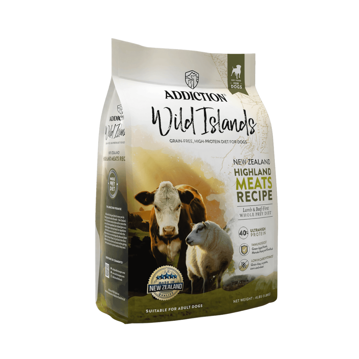 Highland Meats Grass-Fed Beef & Lamb Recipe Dry Dog Food - Trial Pack Bundle of 12 - Addiction Pet Foods USA