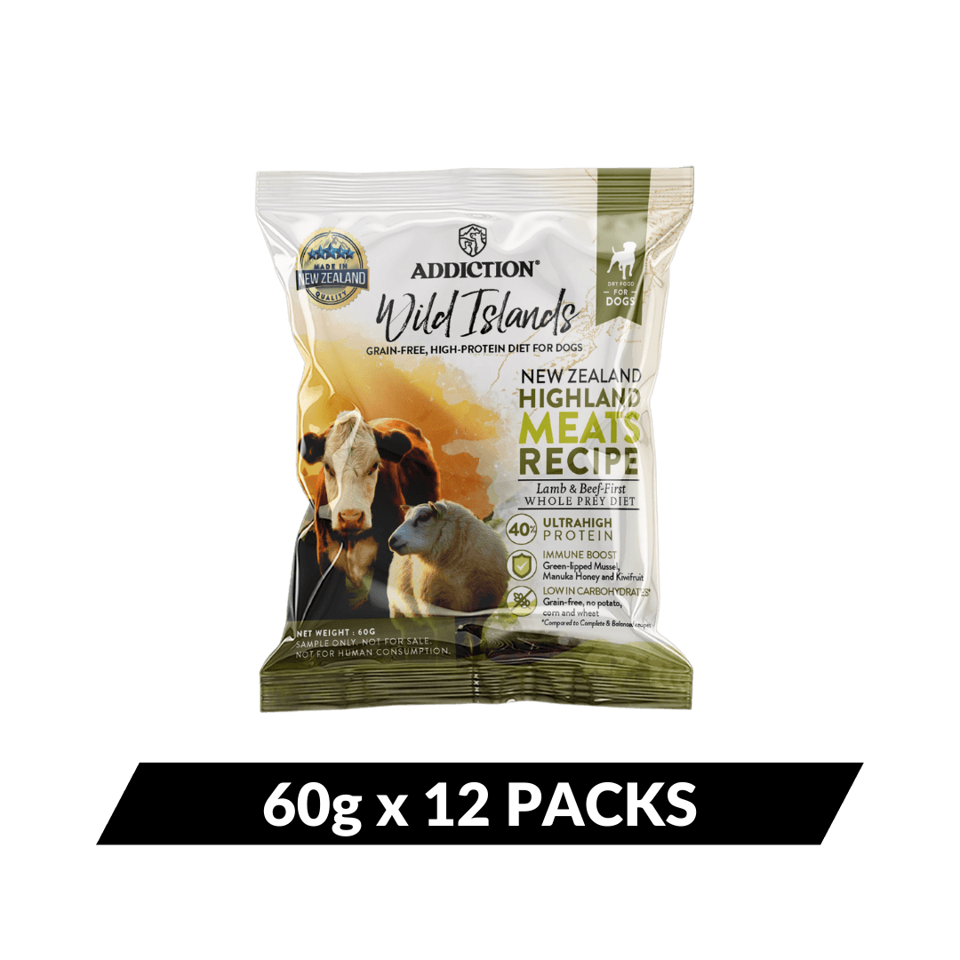 Highland Meats Grass-Fed Beef & Lamb Recipe Dry Dog Food - Trial Pack Bundle of 12 - Addiction Pet Foods USA
