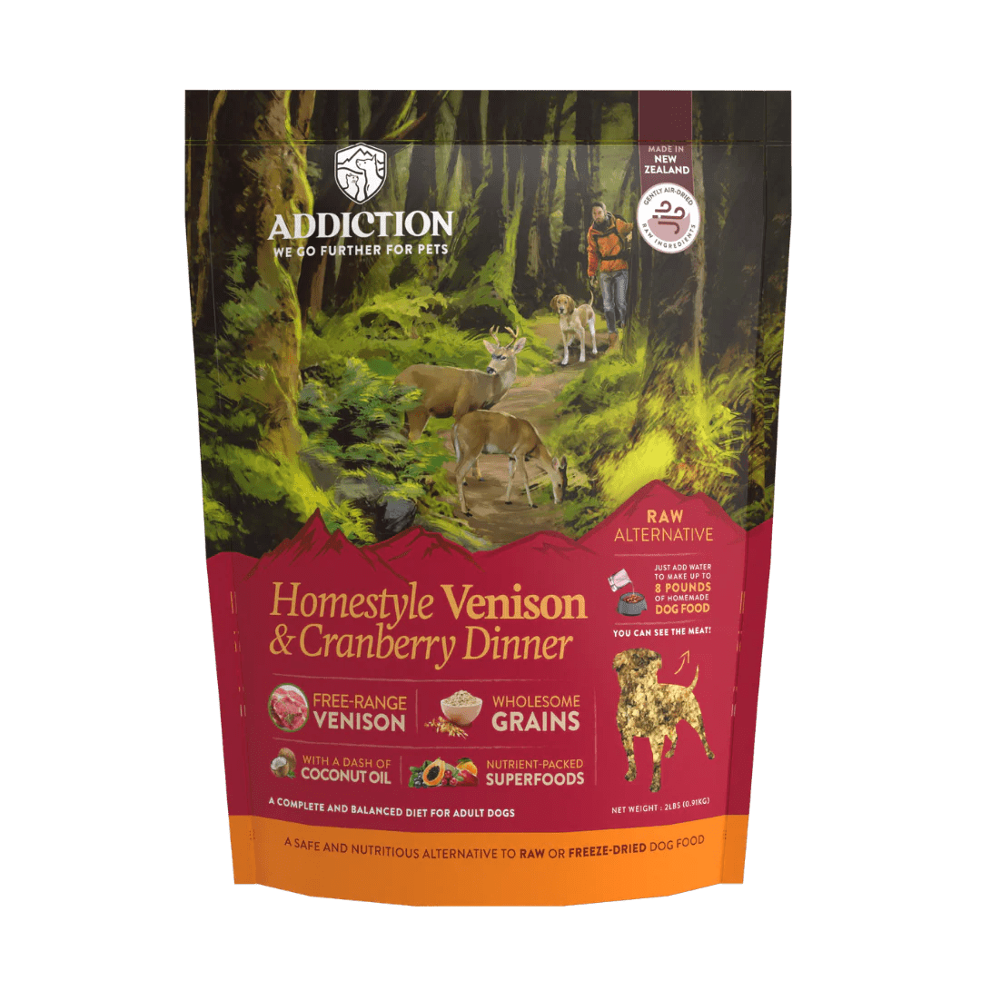 Homestyle Venison & Cranberry Dinner Air-Dried Dog Food - Addiction Pet Foods USA
