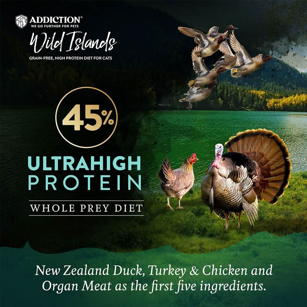 Island Bird Premium Duck Turkey & Chicken Dry Cat Food - Trial Pack Bundle of 12 - Addiction Pet Foods USA