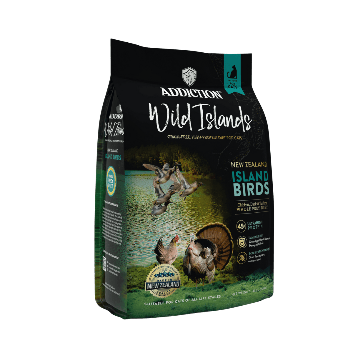 Island Bird Premium Duck Turkey & Chicken Dry Cat Food - Trial Pack Bundle of 12 - Addiction Pet Foods USA
