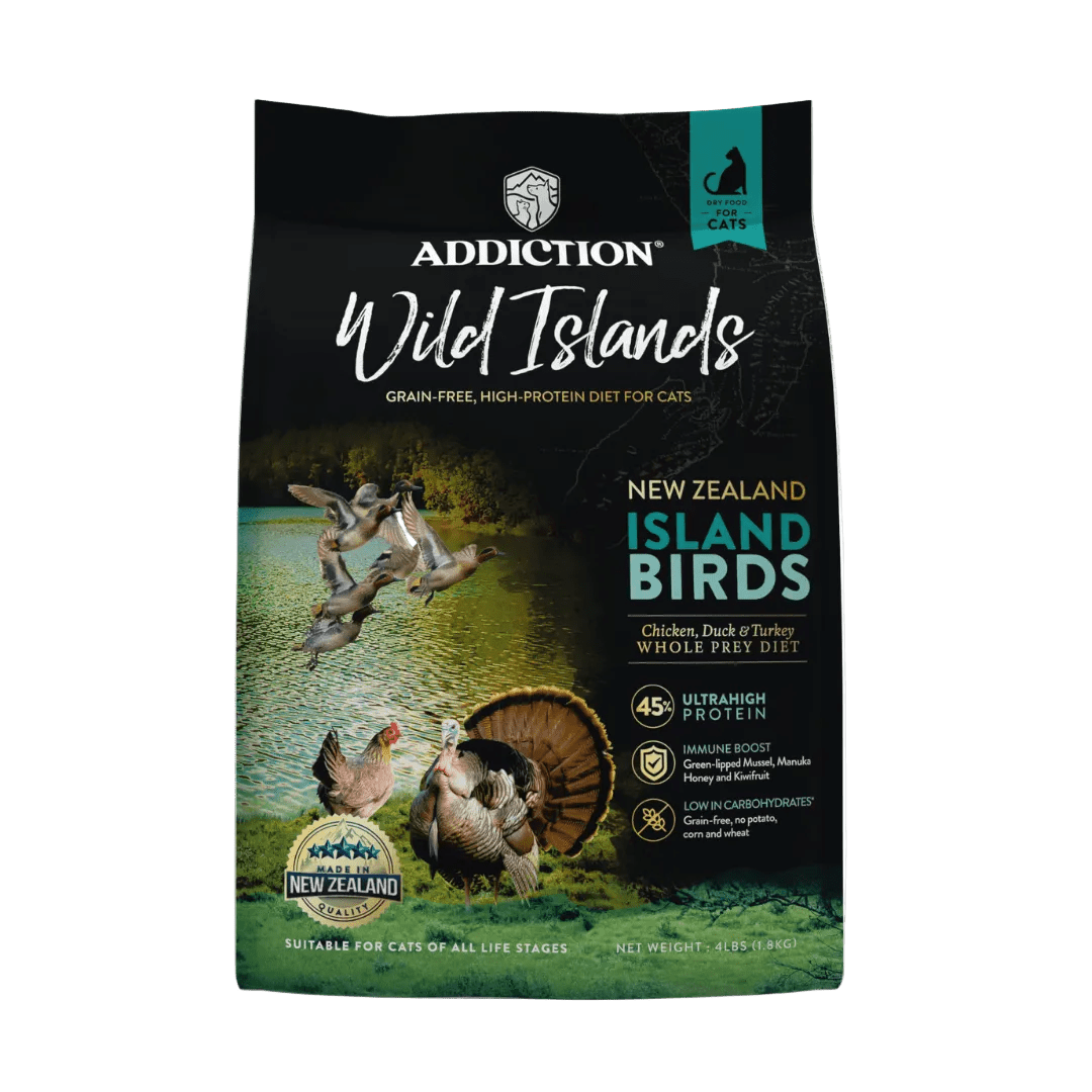 Island Bird Premium Duck Turkey & Chicken Dry Cat Food - Trial Pack Bundle of 12 - Addiction Pet Foods USA