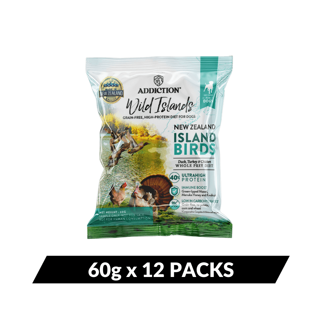 Island Bird Premium Duck Turkey & Chicken Dry Dog Food - Trial Pack Bundle of 12 - Addiction Pet Foods USA