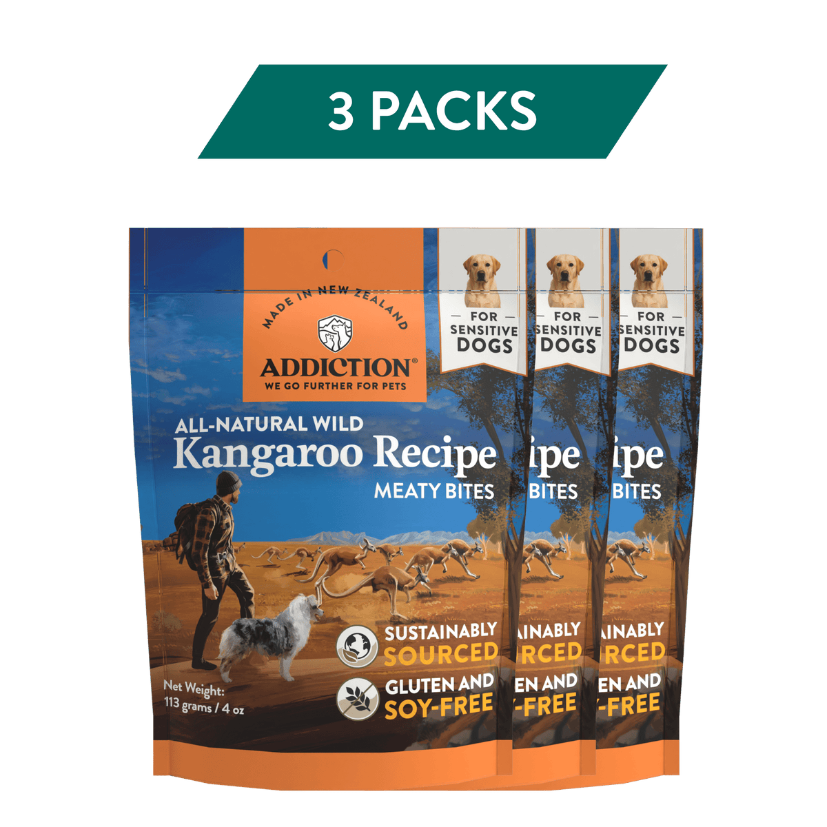 Meaty Bites Grain-free Premium Kangaroo Dog Treats - Addiction Pet Foods USA