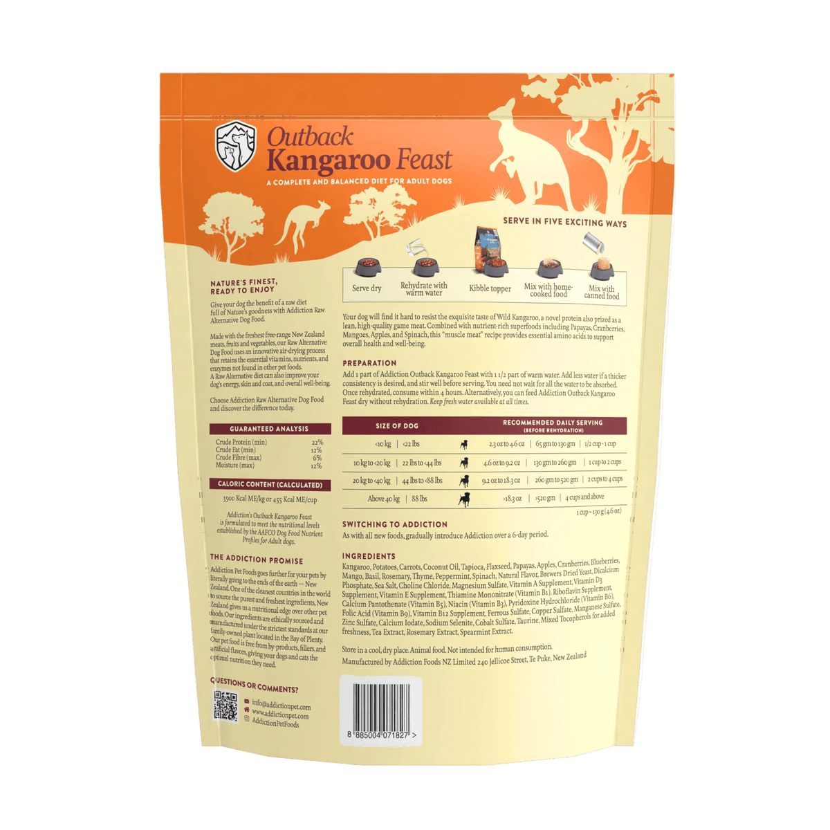 Outback Kangaroo Feast Air-Dried Dog Food - Addiction Pet Foods USA