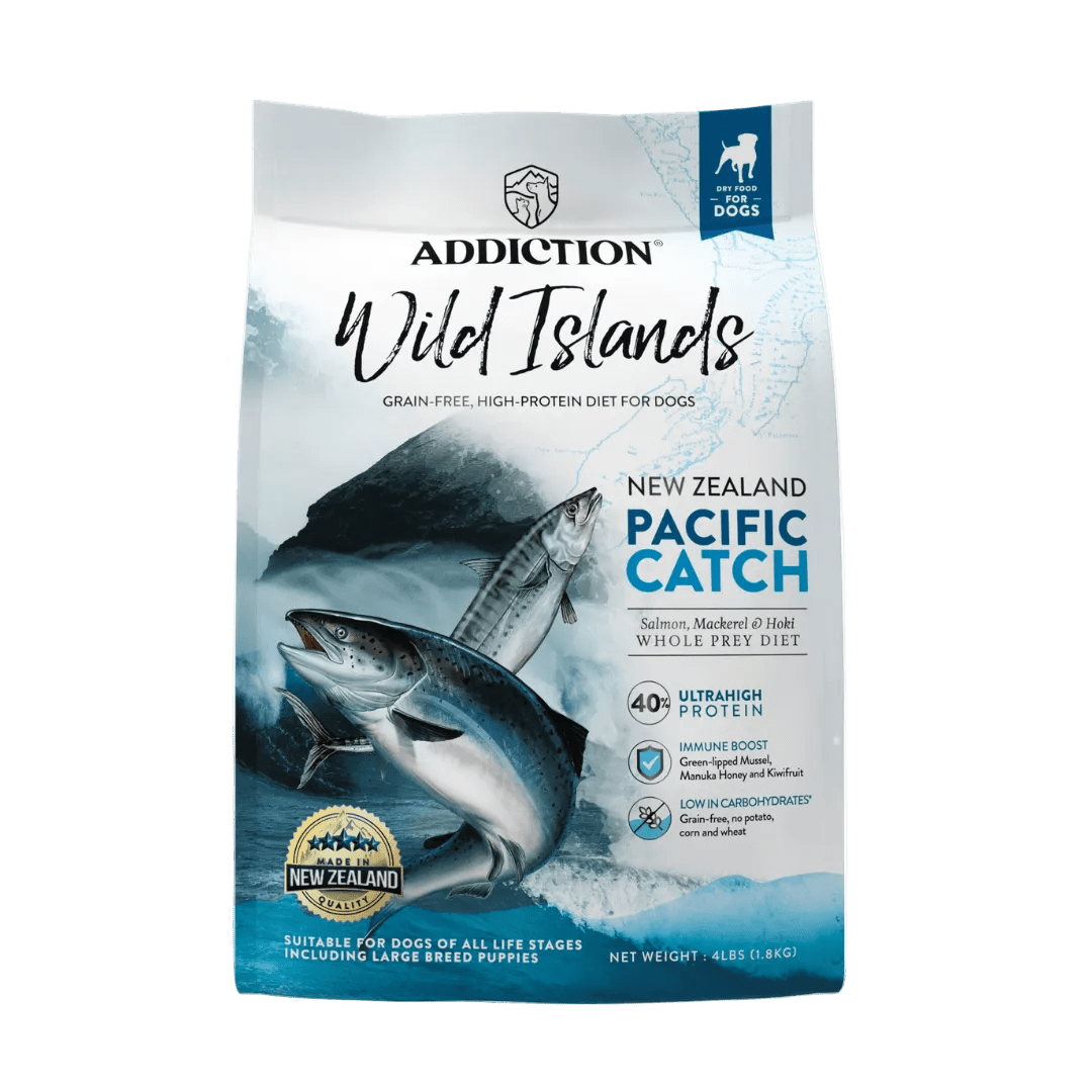 Pacific Catch Premium King Salmon Mackerel & Hoki Dry Dog Food - Trial Pack Bundle of 12 - Addiction Pet Foods USA