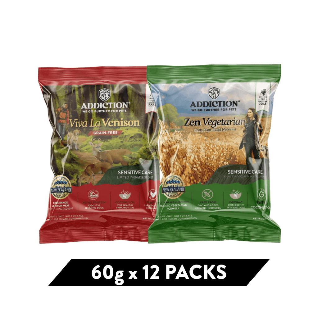 Sensitive Care Dry Dog Food - Trial Pack Bundle of 12 - Addiction Pet Foods USA