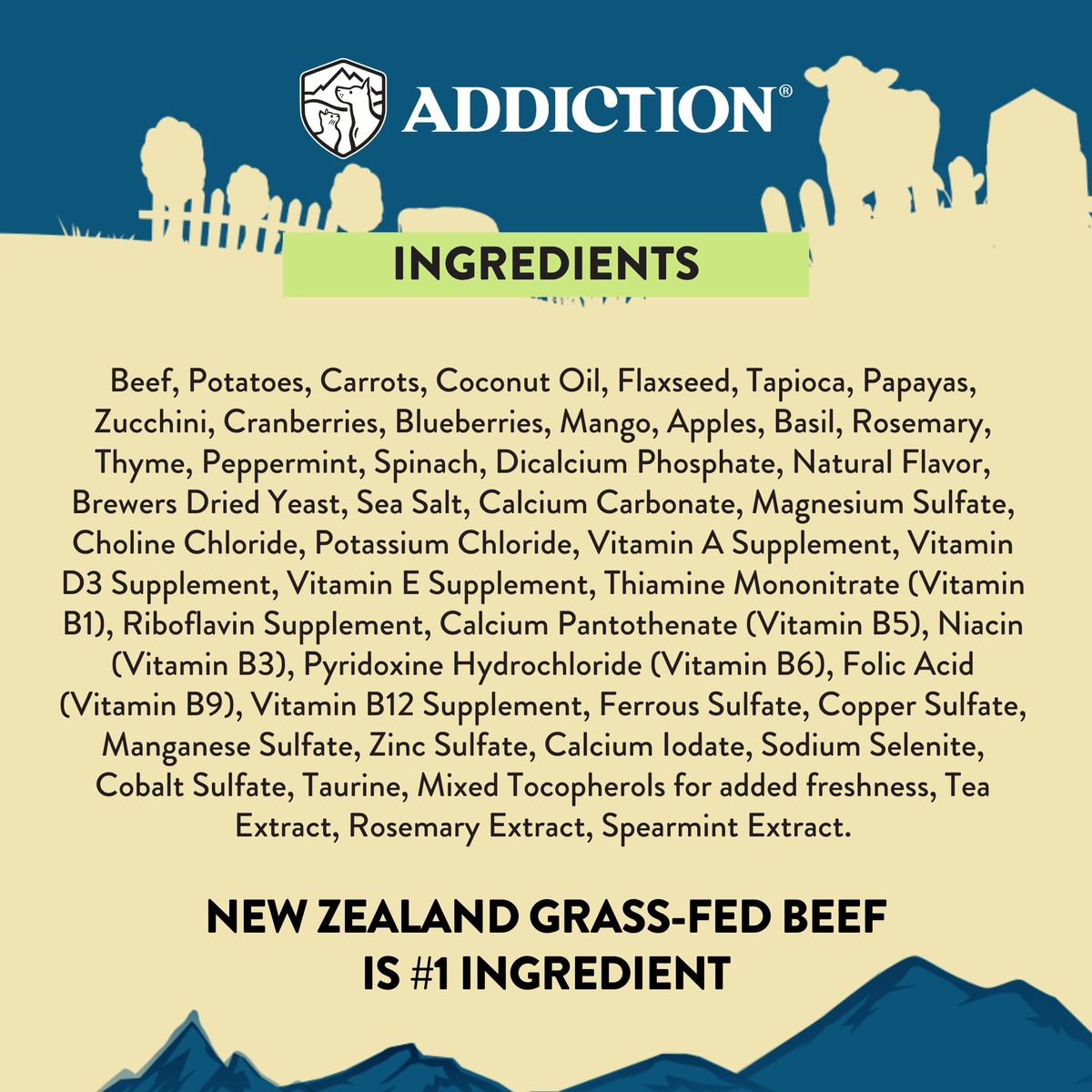 Steakhouse Beef & Zucchini Air-Dried Dog Food - Addiction Pet Foods USA