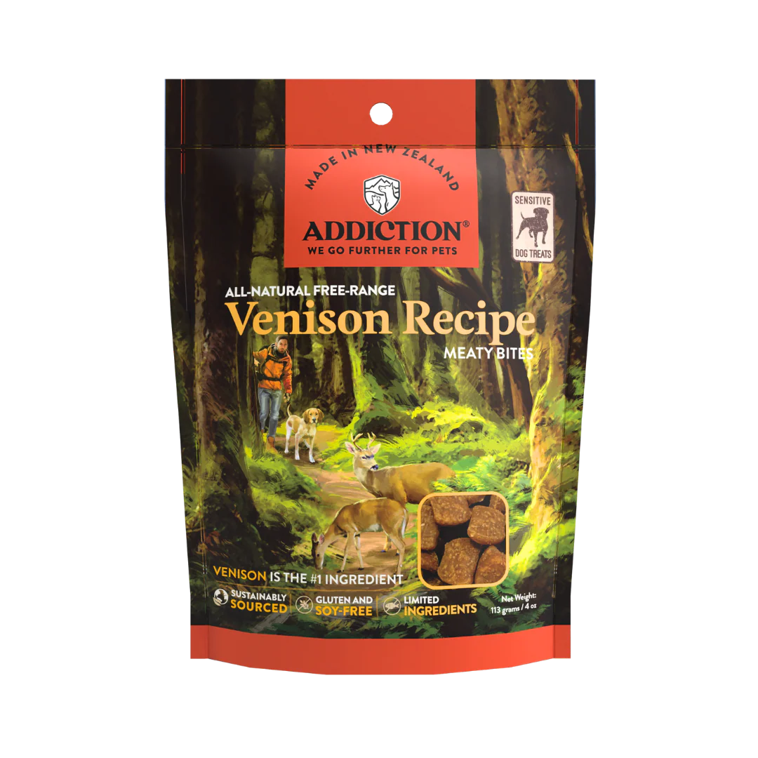 Venison Meaty Bites - Hypoallergenic Dog Treats - Addiction Pet Foods USA