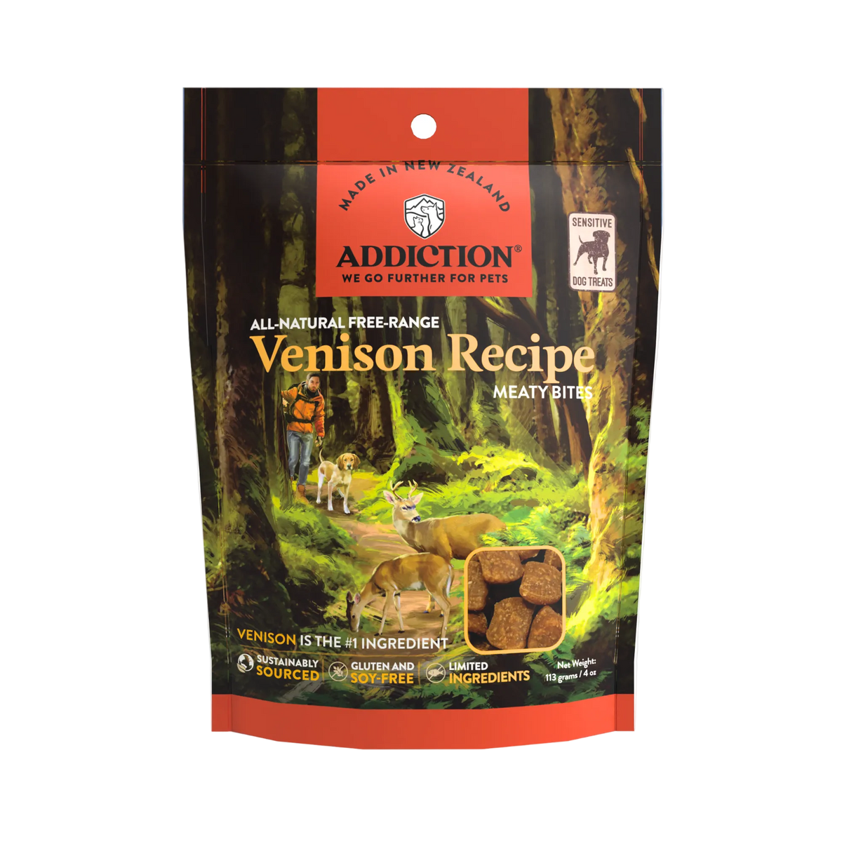 Venison Meaty Bites - Hypoallergenic Dog Treats - Addiction Pet Foods USA