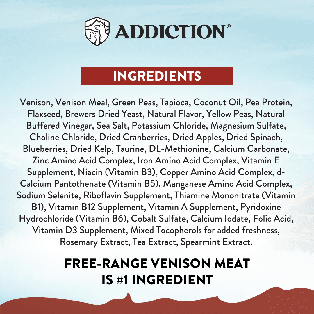 Viva La Venison Dry Dog Food - Trial Pack Bundle of 12 - Addiction Pet Foods USA