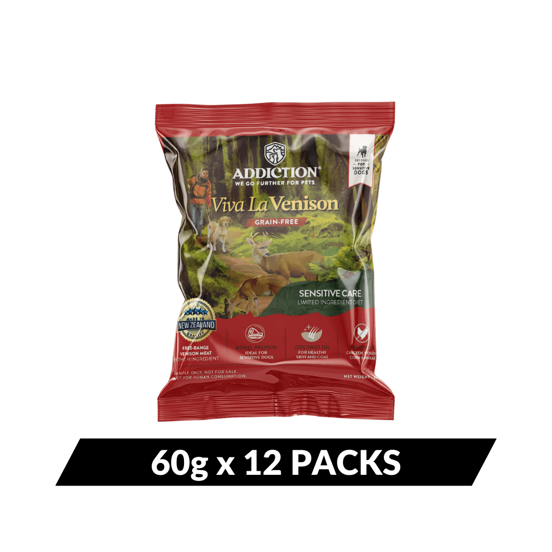Viva La Venison Dry Dog Food - Trial Pack Bundle of 12 - Addiction Pet Foods USA