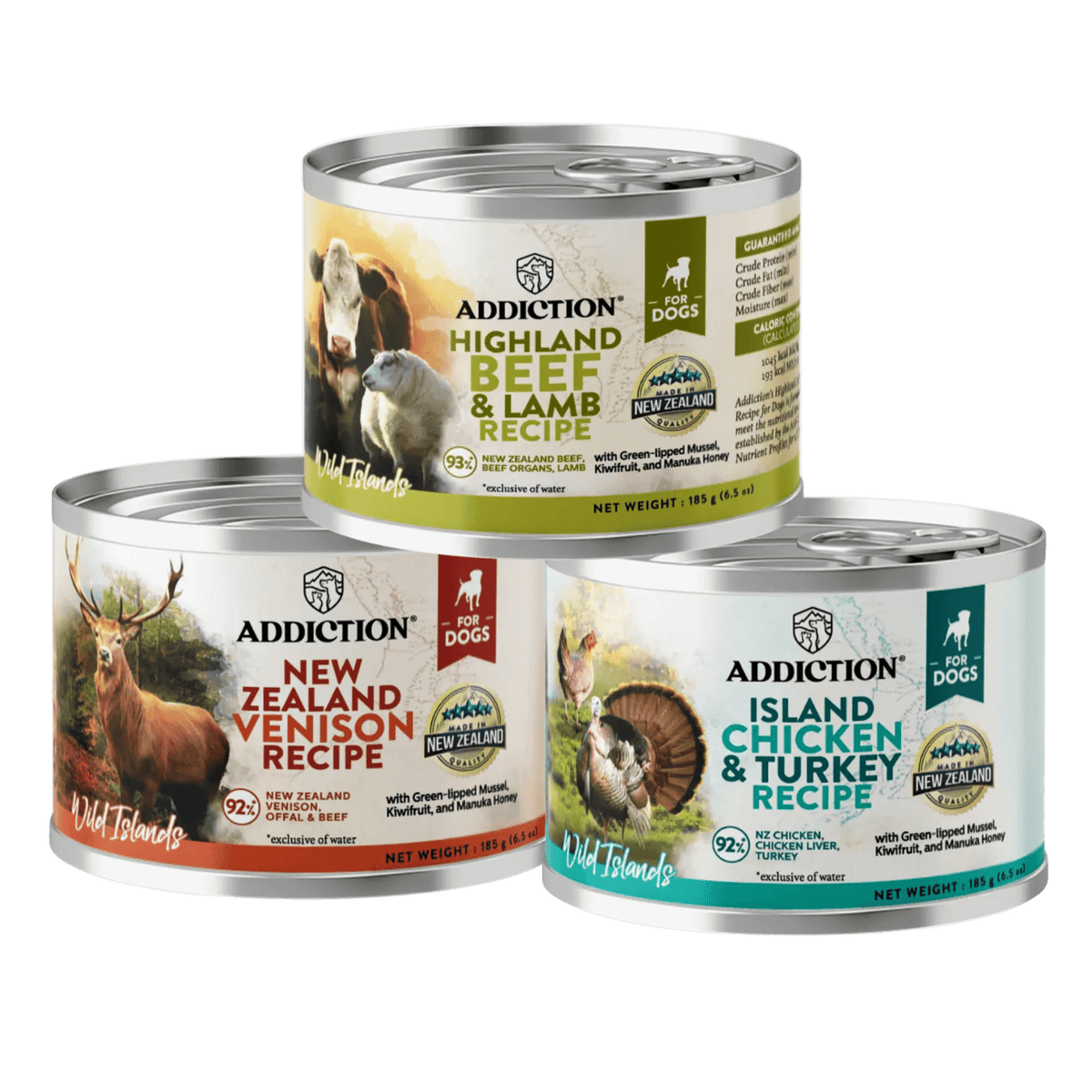 Wild Islands Canned Dog Food Mix Flavor Bundle 185g - Addiction Pet Foods USA