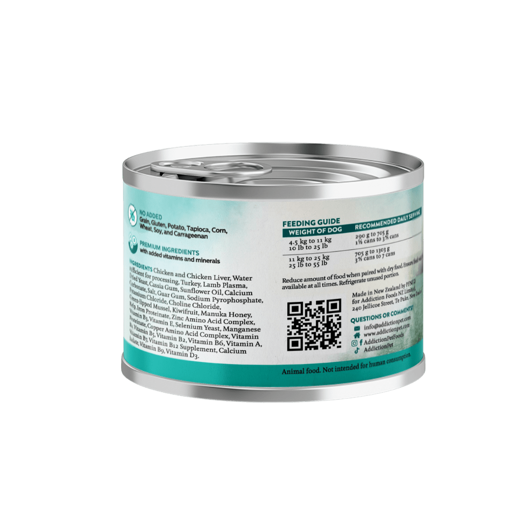 Wild Islands Island Chicken & Turkey Recipe Premium Grain-free Canned Dog Food 185g - Addiction Pet Foods USA