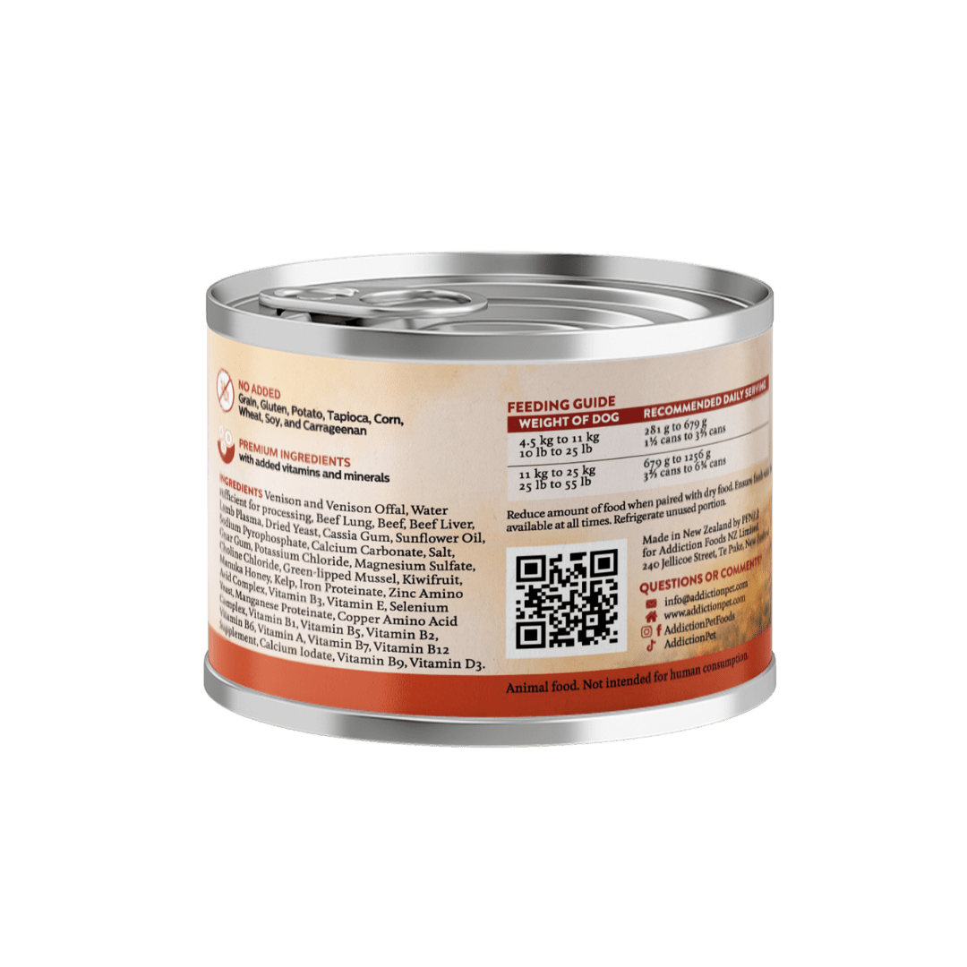 Wild Islands New Zealand Venison Recipe Premium Grain-free Canned Dog Food 185g - Addiction Pet Foods USA