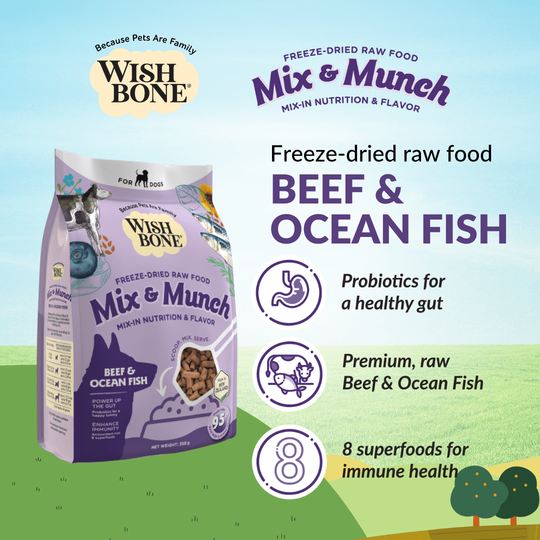 Wishbone Beef & Ocean Fish Freeze-Dried Raw Topper for Dogs 350g - Addiction Pet Foods USA - Near Expiry Items - WB73395_SALE