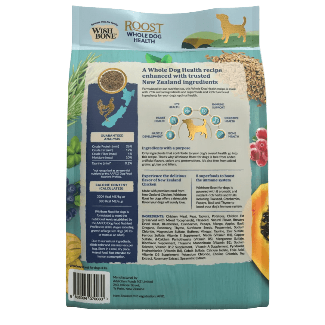 Wishbone Roost Chicken Dry Dog Food - 4lb - Addiction Pet Foods USA