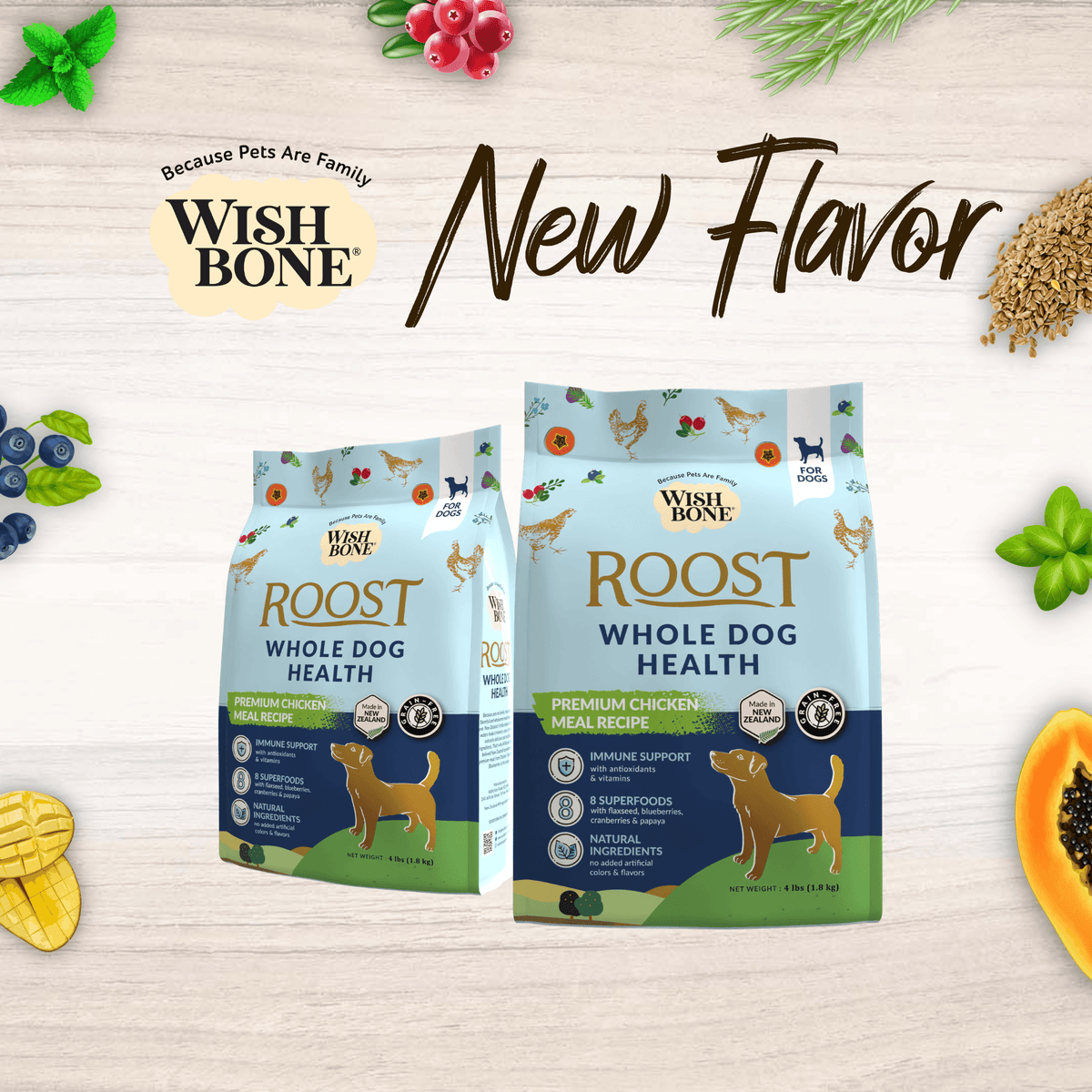 Wishbone Roost Chicken Dry Dog Food - 4lb - Addiction Pet Foods USA