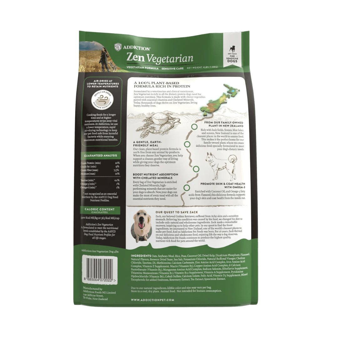 Zen Vegetarian Dry Dog Food - Addiction Pet Foods USA