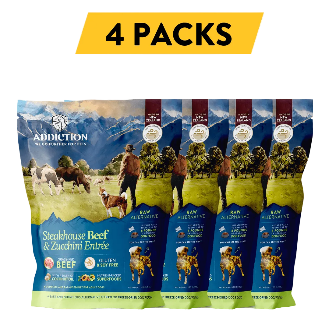 Steakhouse Beef & Zucchini Air-Dried Dog Food - Addiction Pet Foods USA