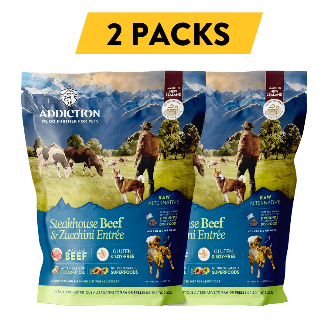 Steakhouse Beef & Zucchini Air-Dried Dog Food - Addiction Pet Foods USA